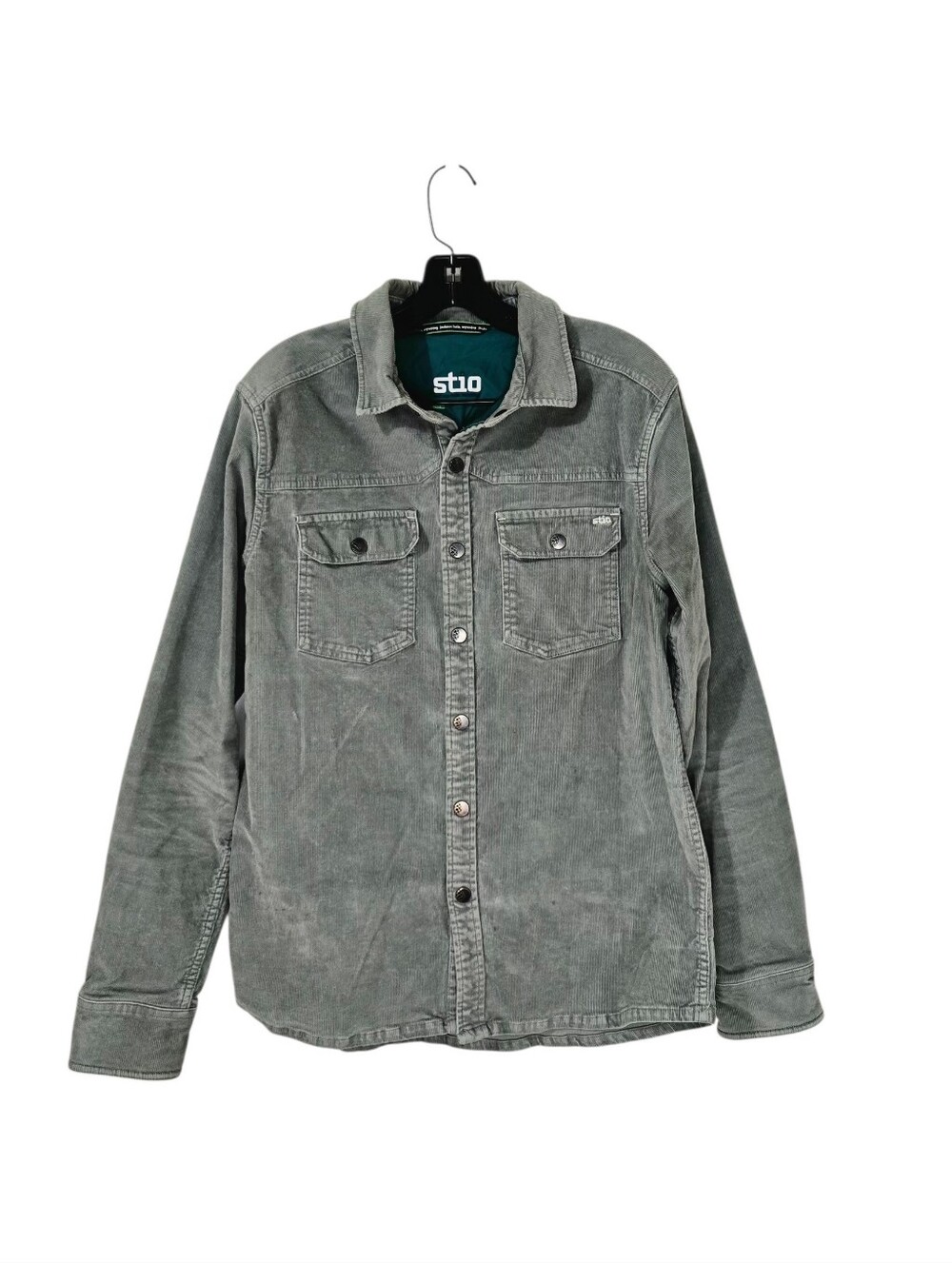 Stio Saratoga Cord Shirt Light Sage Green Corduroy Men's Small Chore Shirt Snap